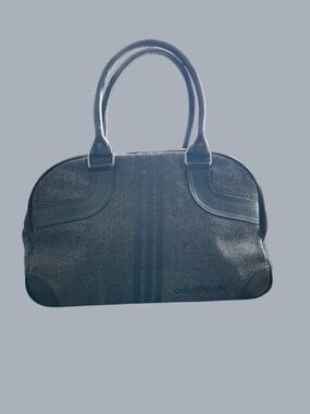 Vintage Adidas Herringbone Bowling Bag Black Tweed Carryall